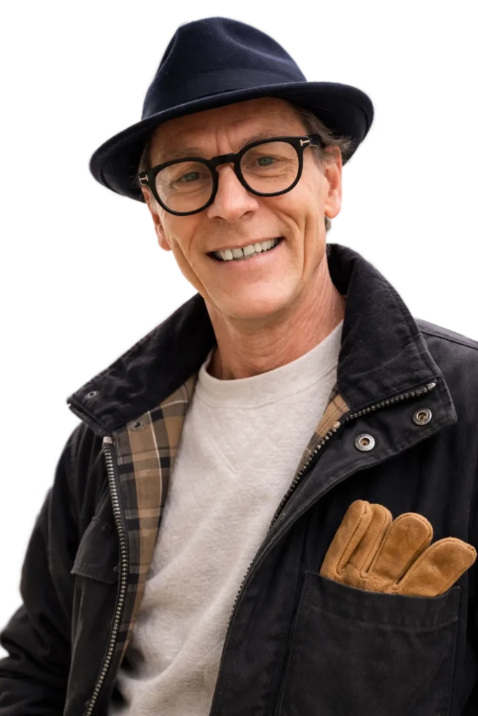 Das Bild zeigt ein Portraitfoto des lächelnden Kai Martin Ludewig mit Hut, Brille.